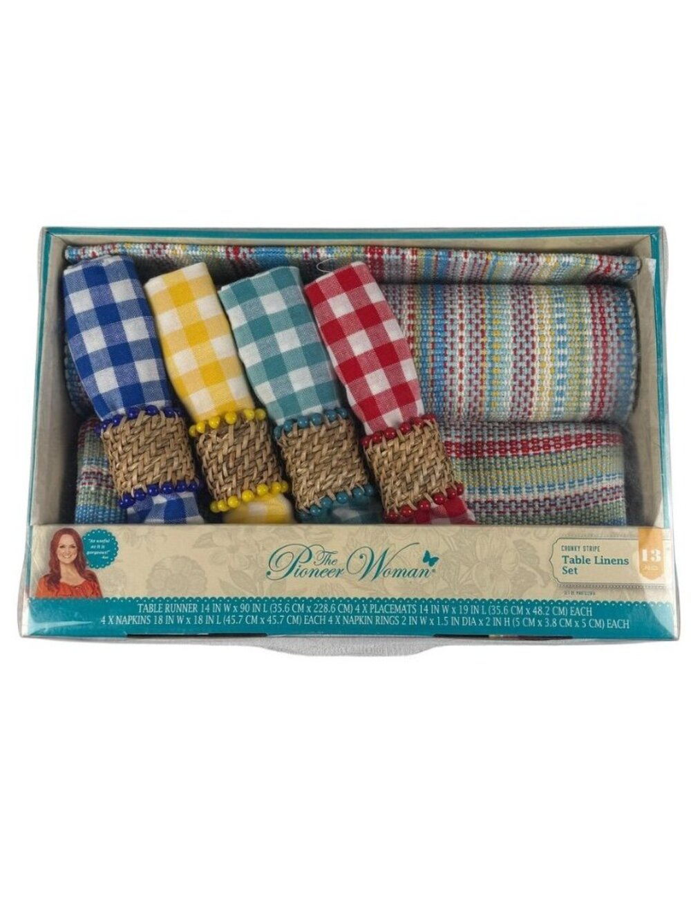 The Pioneer Woman Chunky Stripe Table Linens Set 13 Pc Placemats Napkins Runner